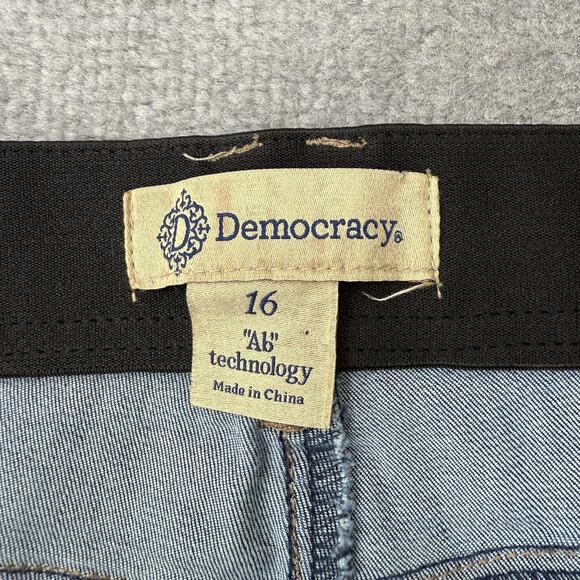 Democracy Jeans Womens 16 Blue Ab Technology Straight Leg Raw Hem Stretch Denim - Picture 4 of 11